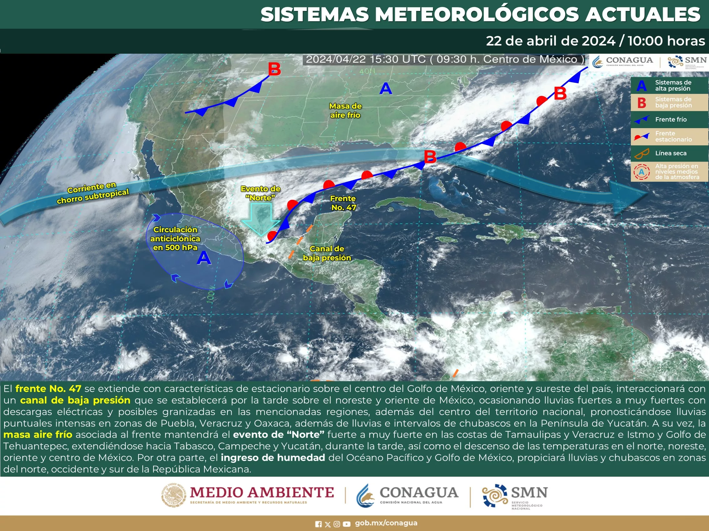 Frente Frío 48 Traerá Lluvias y Vientos Fuertes a México este Viernes