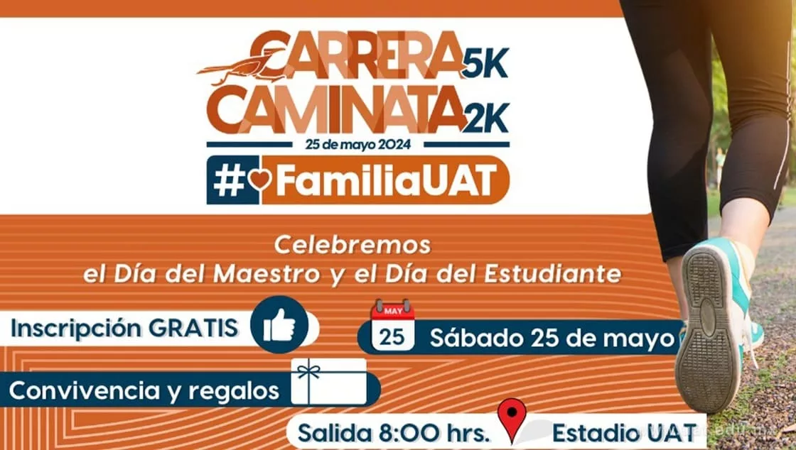 Invita la UAT a la Carrera 5K y Caminata 2K en Cd. Victoria