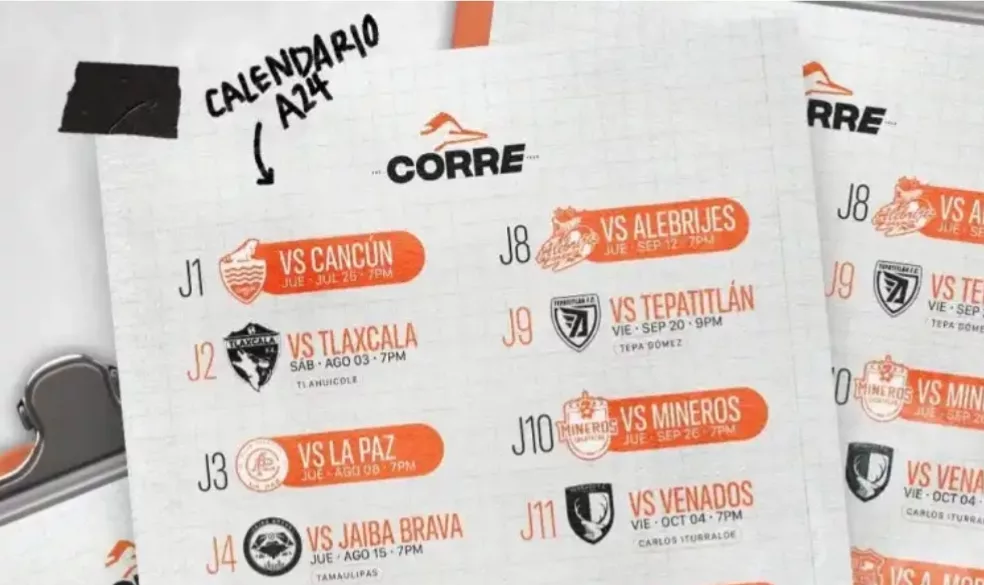 Calendario completo del Torneo Apertura 2024 para Correcaminos