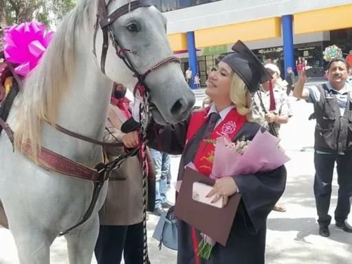 Estefanía recibe un caballo blanco como regalo de graduación