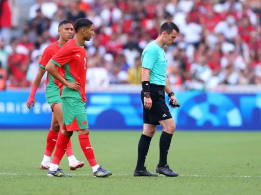 Lesionan al árbitro durante España vs Marruecos en París 2024