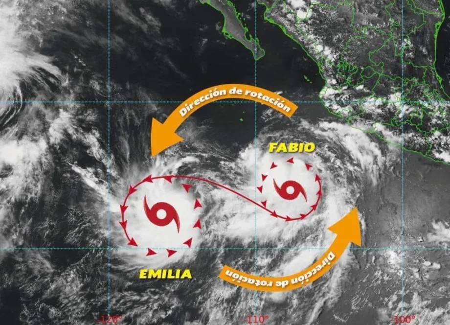 Efecto Fujiwhara en el Pacífico Mexicano