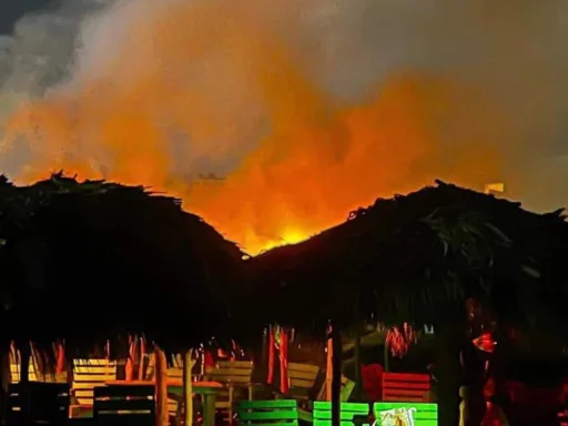 Incendio Consume Palapas en Playa Miramar