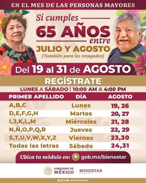 Inicia registro para el programa 65 y más en Tamaulipas