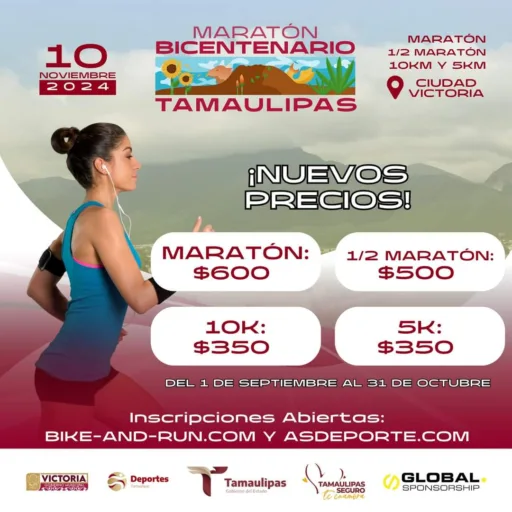 Maratón Bicentenario Tamaulipas se Celebrará en Noviembre en Ciudad Victoria