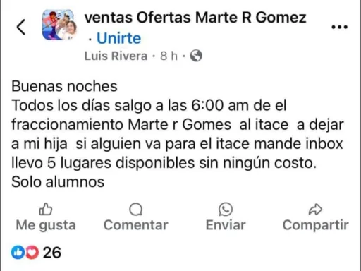 Ofrecen Transporte Gratuito a Estudiantes de la Colonia Marte R. Gómez hacia el ITACE