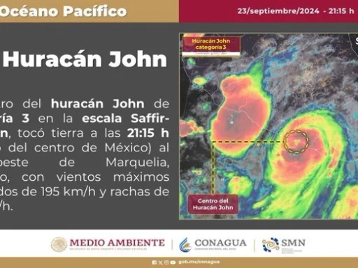 Huracán John toca tierra en el sur de México como categoría 3