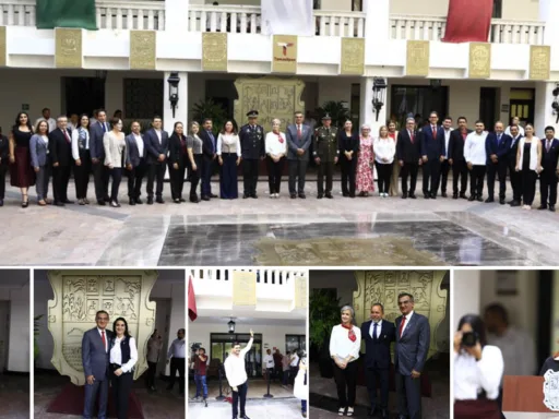 Rehabilitan Palacio de Gobierno de Tamaulipas y develan escudos de municipios