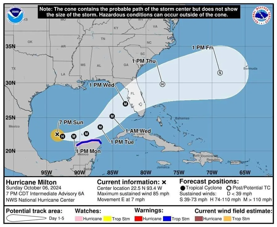 Huracán Milton amenaza con fuerza a Florida