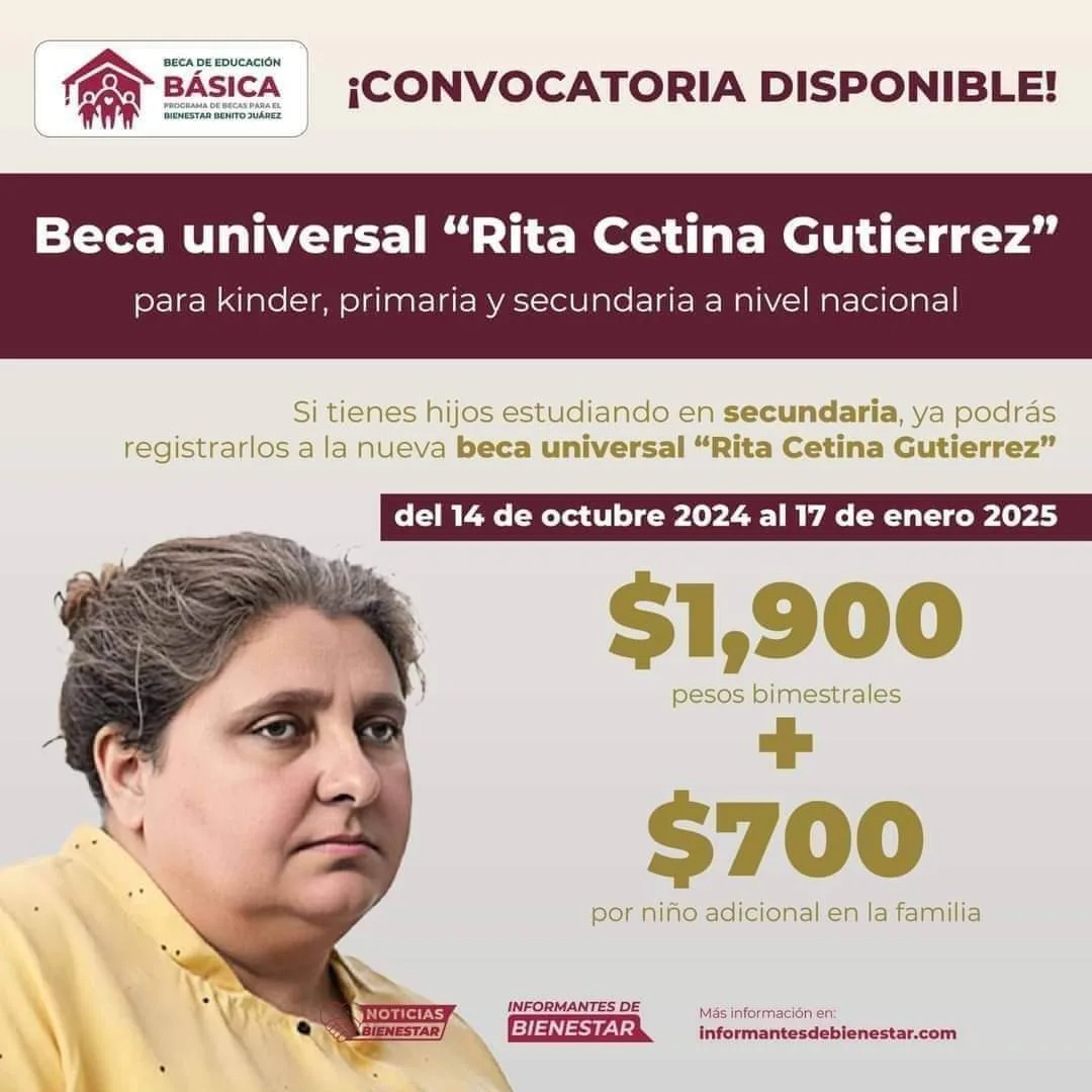 Abre el registro para la Beca Rita Cetina Gutiérrez: del 11 de noviembre al 18 de diciembre