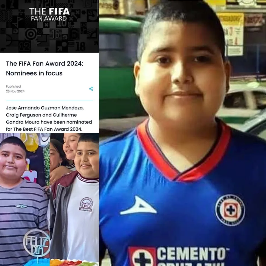 José Armando Guzmán, el pequeño aficionado de Cruz Azul, nominado al Premio The Best de la FIFA